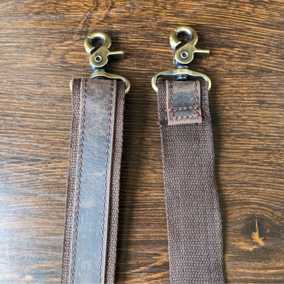 Dark Brown Leather Canvas Replacement Crossbody Messenger Adjustable Strap - Picture 10 of 11